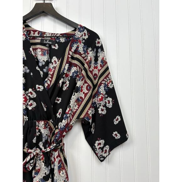 Lulus Women's Maxi Timeless Wrap Dress Black Floral Long‎ Sleeve Size S #142 - Picture 3 of 16